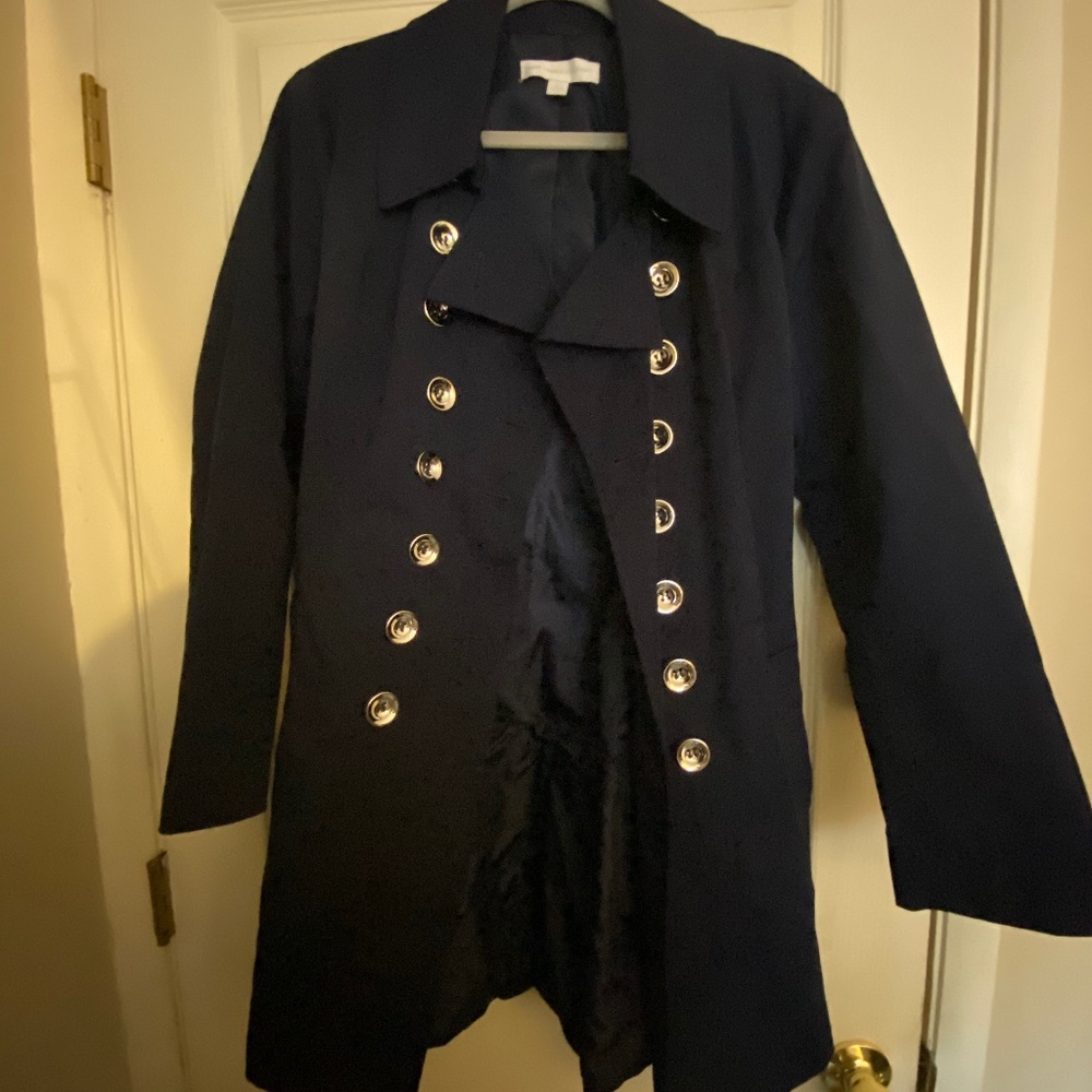 Spring navy blue trench coat